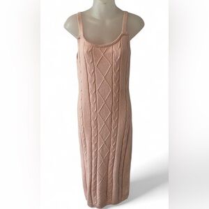 Cable Knit Sleeveless Dress in Blush
